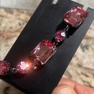 Pink Crystal Drop Bracelet